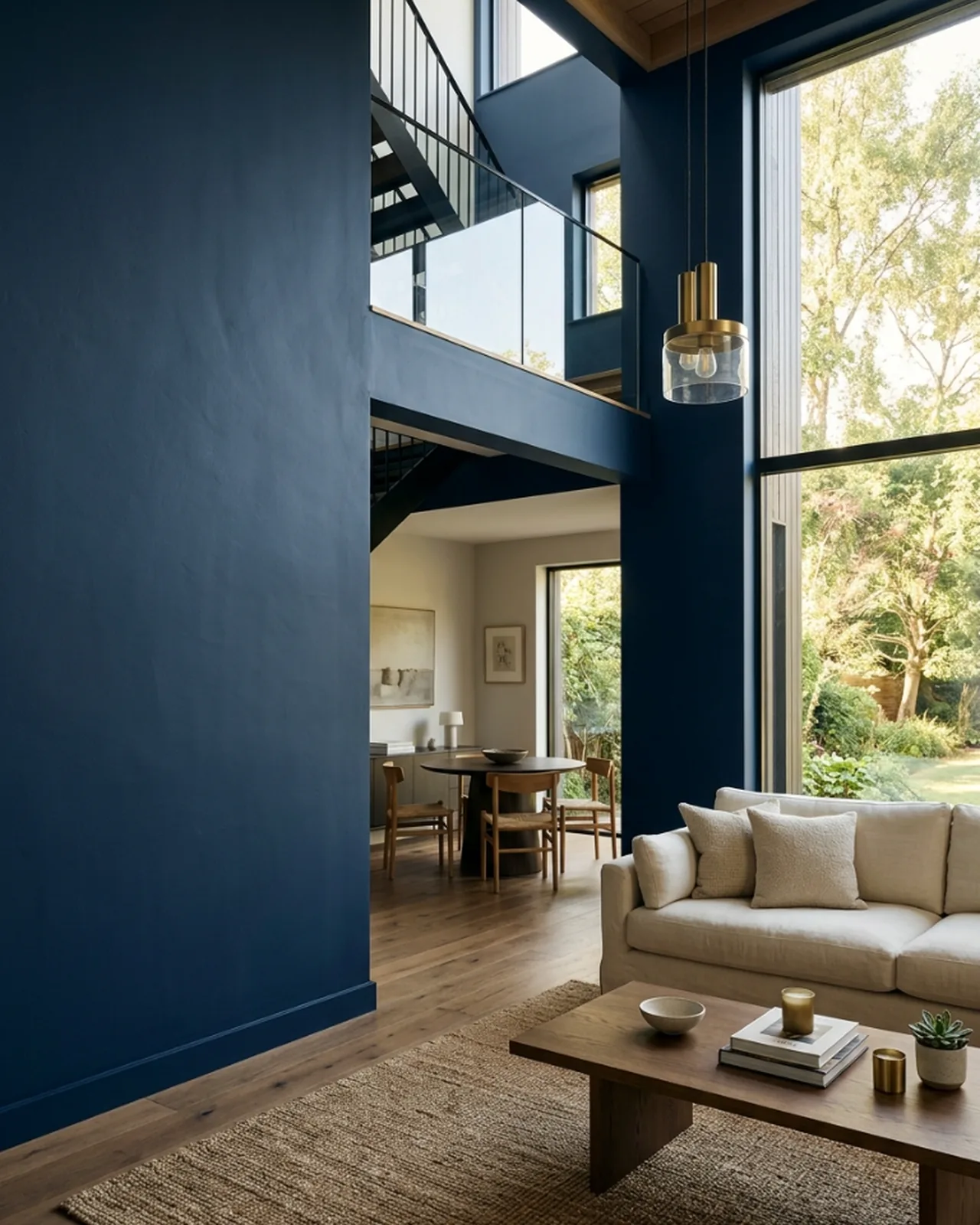 Modern room with painted deep navy walls